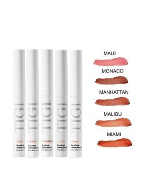 TIGI LIPSTICK LIP GLOSS LIP CREME 5 PIECES 5 SHADES PINKS REDS
